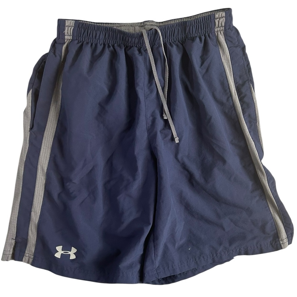 Under Armour HeatGear Athletic Shorts Navy Gray Size M Lined Lightweight 8’